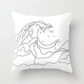 Minimalist White Pillow Cover - Axyaa Portrait Sketch Nordic Cushion