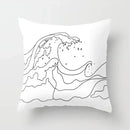 Minimalist White Pillow Cover - Axyaa Portrait Sketch Nordic Cushion