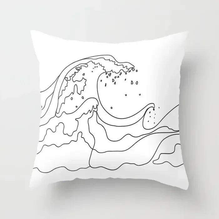 Minimalist White Pillow Cover - Axyaa Portrait Sketch Nordic Cushion