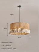 Axyaa Bohemian Hemp Rope Chandelier Pendant Lamp Light