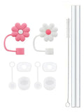Axyaa Stanley Cup Silicone Accessories Set with Spill-Proof Stopper, Reusable Straw, and Cleaning Brush