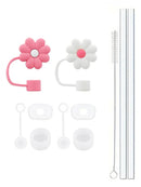 Axyaa Stanley Cup Silicone Accessories Set with Spill-Proof Stopper, Reusable Straw, and Cleaning Brush