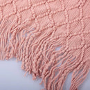 Axyaa Pink Knit Chunky Throw Blanket with Tassel - Cozy Farmhouse Style