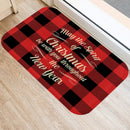 Axyaa Red Plaid Print Door Mat: Non-Slip Home Kitchen Bathroom Carpet