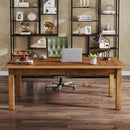 Axyaa Farmhouse Wood Office Computer Desk, 70 Inch Executive Desk for 1-2 Person