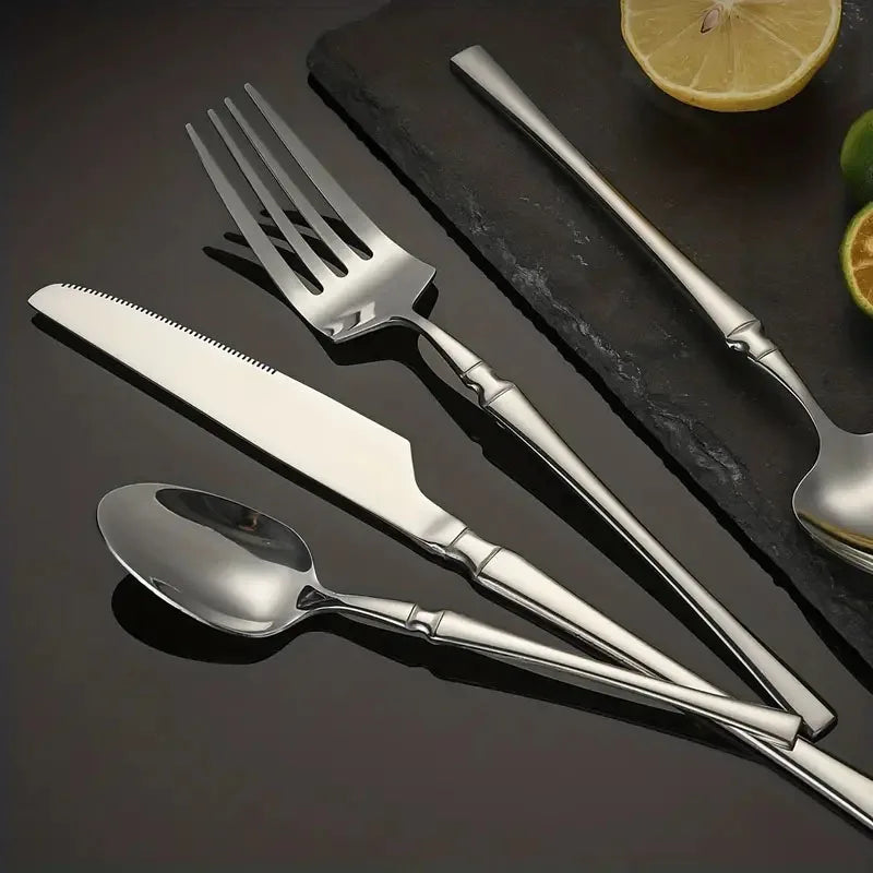 Axyaa 24-Piece Stainless Steel Cutlery Set for Restaurant Banquets