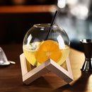 Axyaa Wooden Frame Glass Ball Cup: Unique Personalized Cocktail Glass for Drinks