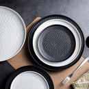 Axyaa Ceramic Plate Set of 4 - Hammer Pattern Tableware for Steak, Salad, Dessert