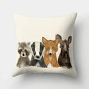 Axyaa Minimalist Spring Tree Landscape Pillow Cover - Bear Penguin Cartoon Animal Pillowcase