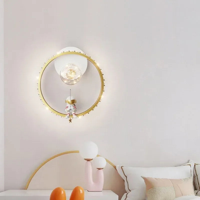 Axyaa Astronaut Star Moon LED Wall Lamps for Children's Room