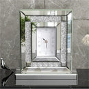 Axyaa Silver Glass Desk Clock with Crushed Diamond Edge, 30x9.6x33cm