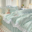 Axyaa Korean Princess Seersucker Bedding Queen Size Double Sheets Sets