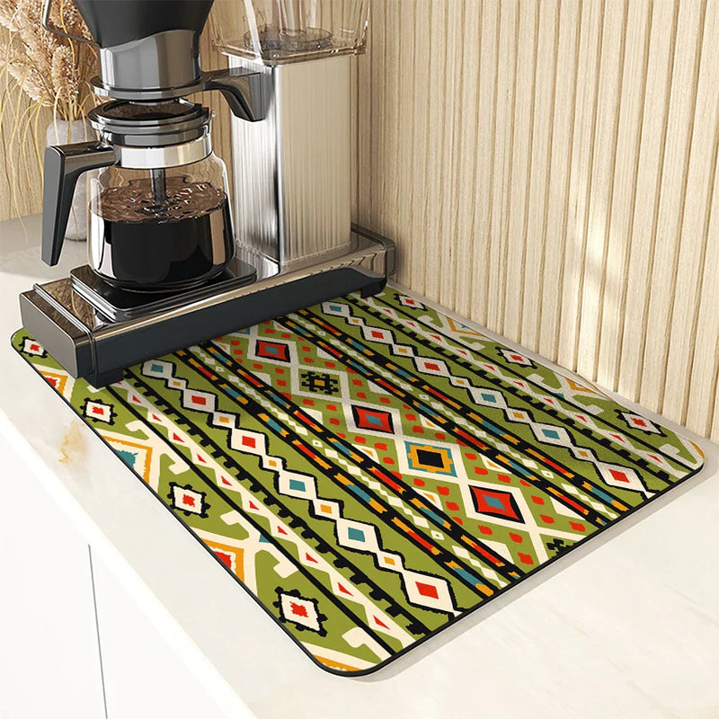 Ethnic Absorbent Draining Mat by Axyaa: Quick Dry Kitchen & Bathroom Mat