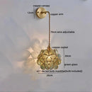 Axyaa Copper Glass LED Wall Lamp Sconce with Pull Chain Switch