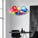 Axyaa Glass Bubble Chandelier Pendant Lamp, Colorful Suspension Hanging Light