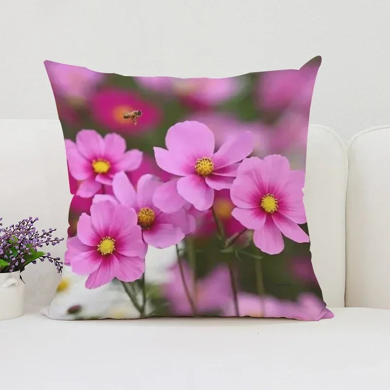 Axyaa Velvet Floral Pillow Covers for Home Decor and Sofa, 50x50 Throw Pillowcases