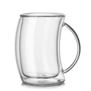 Axyaa Double Wall Glass Mug Cup 200ml Transparent Handle Tilt Coffee Cup