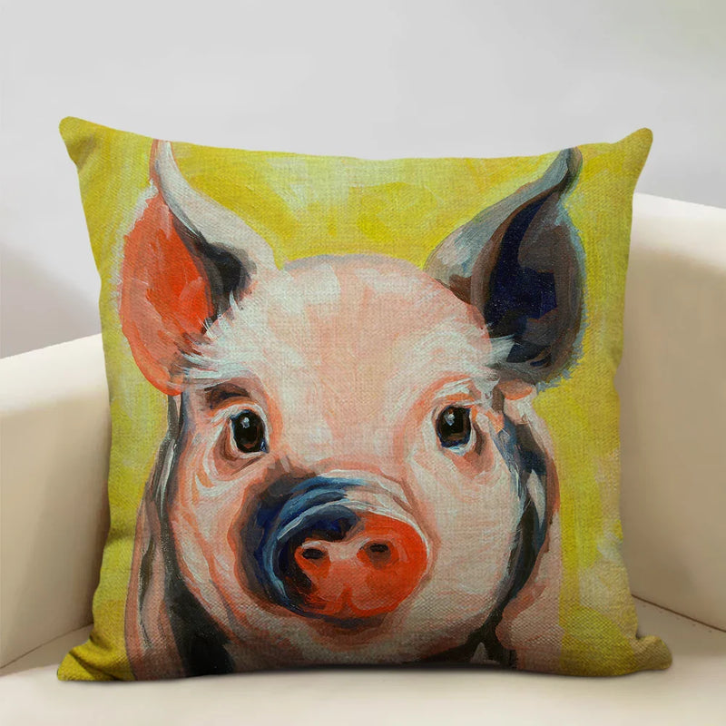 Cute Pig Pattern Pillowcase 45x45cm Axyaa Home Decor Sofa Linen Cushion Cover