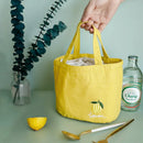 Axyaa Cute Drawstring Fruit Embroidery Lunch Bag for Kids, Thermal Insulated Tote
