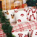 Axyaa Christmas Embroidered Crutches Pillow Cover - Festive Throw Cushion Case