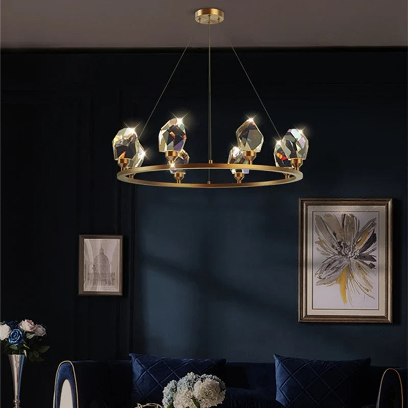 Axyaa Nordic Modern Crystal Chandelier LED Pendant Lights for Home Decor