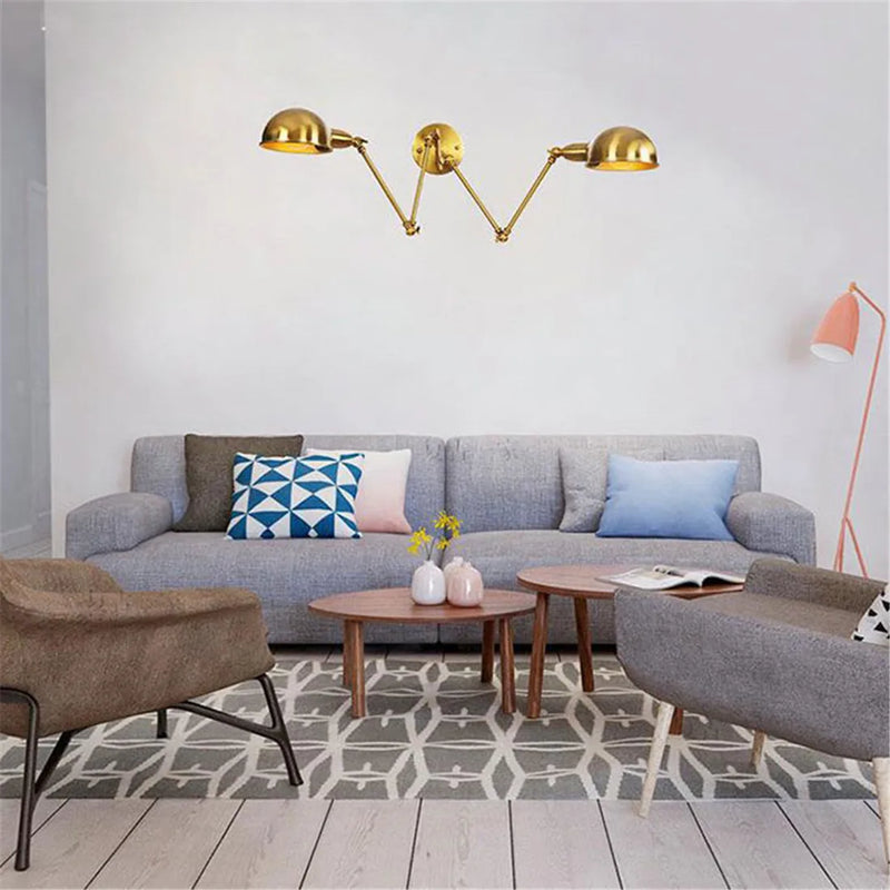 Gold Plated Iron Adjustable Wall Sconces for Home Decor by Axyaa