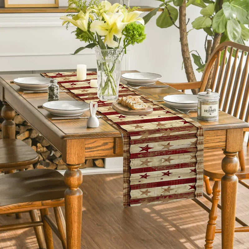 Axyaa Wood Grain Table Runner: Farmhouse Dining Decor for Holiday Parties & Home Tables