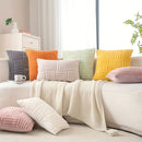 Axyaa Striped Knit Fabric Throw Pillow Covers 18x18 Inch Square Cushion Cases