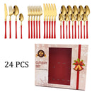 Axyaa 24Pcs Stainless Steel Cutlery Set - Luxury Dinnerware & Flatware Gift Box