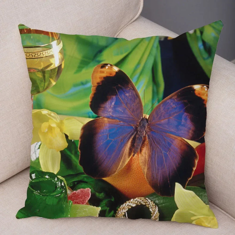 Axyaa Butterfly Flower Pillow Cover 45*45cm for Home Sofa Decor