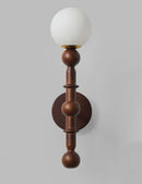 Axyaa Neoclassical Wood Wall Sconce with High CRI Japanese Glass Bedside Lamp