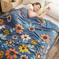 Axyaa Floral Sofa Blanket - Soft Coral Fleece Plaid Blanket for Beds