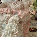 Axyaa Princess Floral Ruffles Bedding Set with Soft Duvet Cover, Bed Sheet, Pillowcases