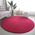 Red Coral Velvet Round Rug by Axyaa - Soft, Thick, Non-Slip Floor Mat for Living Room