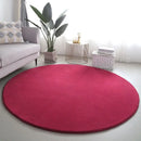Red Coral Velvet Round Rug by Axyaa - Soft, Thick, Non-Slip Floor Mat for Living Room