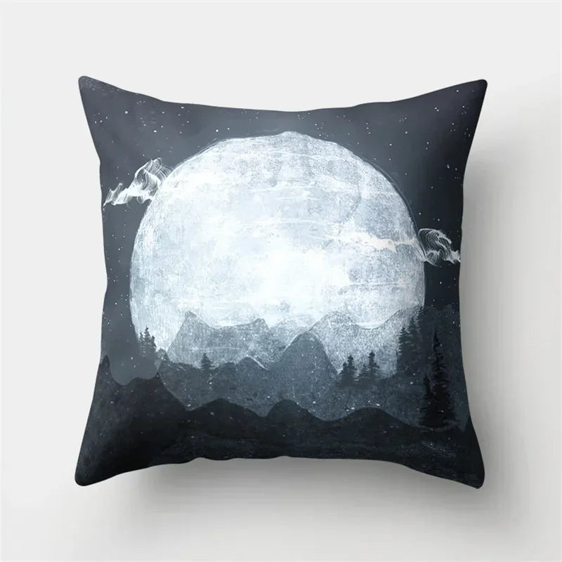Axyaa Cartoon Star Astronaut Pillow Cover 45x45cm - Cute Moon Rocket Design.