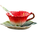 Axyaa Ceramic Coffee Cup Saucer Set, Flower Design, Exquisite Home Afternoon Tea Latte Mug