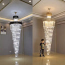 Axyaa Crystal Chandelier Stair Pendant Lamp - Modern Living Room Lighting