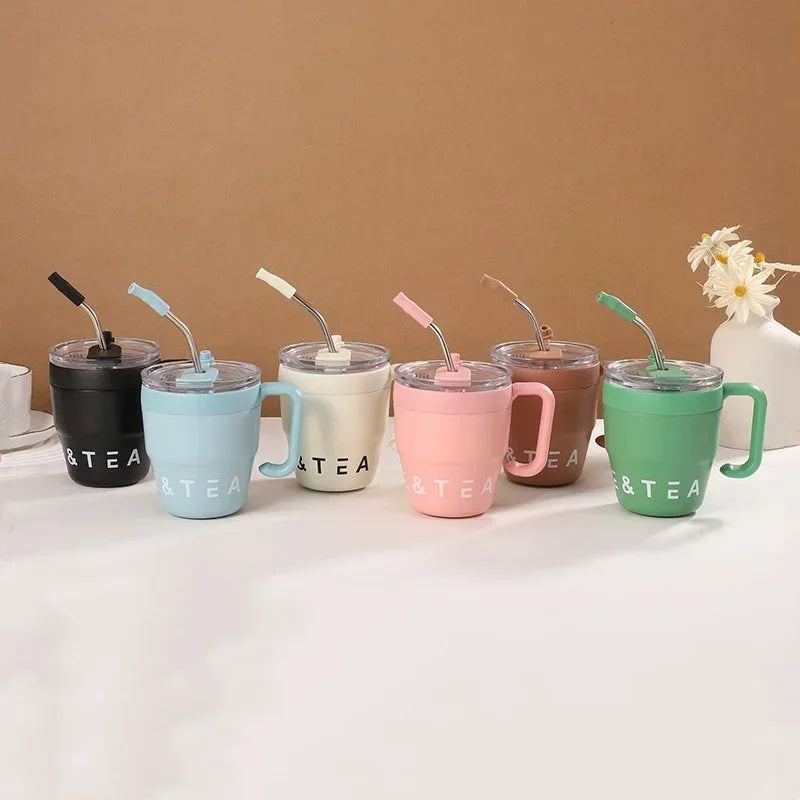 Axyaa Stainless Steel Insulated Portable Drinkware Cup with Straw