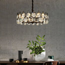 Axyaa Black Iron Crystal LED Chandelier: Modern Round Ceiling Light for Living Room
