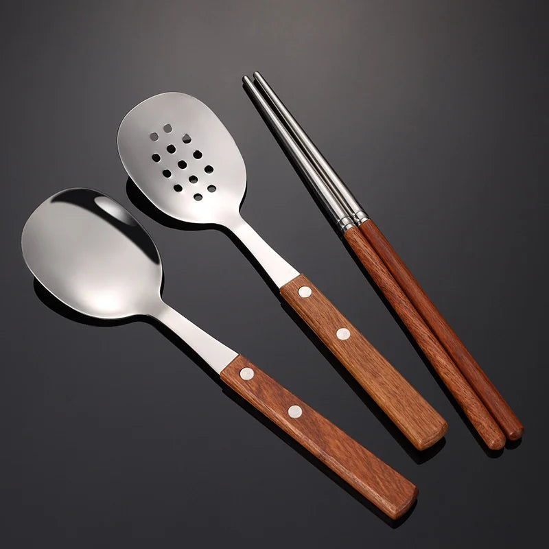 Axyaa Stainless Steel Wooden Handle Tableware Set