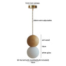 Axyaa Wood Glass LED Pendant Light: Bedroom Chandelier Headboard Lamp - Coffee Black Walnut