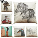 Dachshund Linen Pillowcase 45*45cm by Axyaa: Cozy Decor for Car, Bedroom, Sofa & Kids