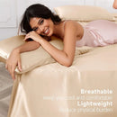 Axyaa Mulberry Silk Luxury Bed Sheet Set - 4/6pcs Bedroom Bedding King Queen Double Single