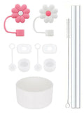 Axyaa Stanley Cup Silicone Accessories Set with Spill-Proof Stopper, Reusable Straw, and Cleaning Brush