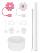 Axyaa Stanley Cup Silicone Accessories Set with Spill-Proof Stopper, Reusable Straw, and Cleaning Brush