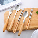 Axyaa Stainless Steel Wooden Cutlery Set