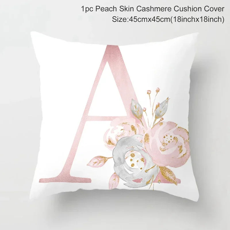 Axyaa Pink Letterwork Cushion Cover 45*45cm, Wedding Party Decor, Elegant Wedding Pillow