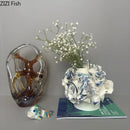 Axyaa Ceramic Flower Vase Desk Decor White Floral Aesthetic Room Decoration