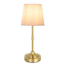 Axyaa LED Gold Table Lamp with Fabric Shade for Bedroom Living Room Office